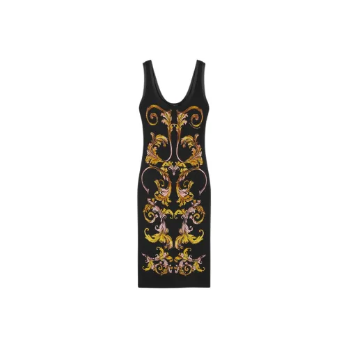 VERSACE Slip Платье Женское Черное Золото