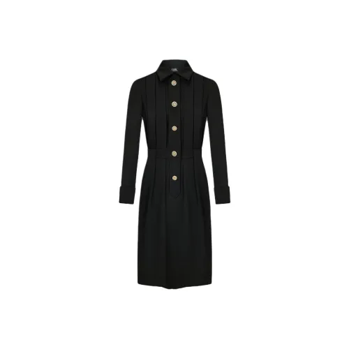 KARL LAGERFELD Длинное платье с длинными рукавами женское черное