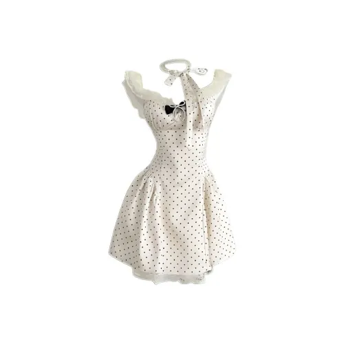 SCCREBEL OFFICIAL Slip Платье Женские Абрикос в горошек