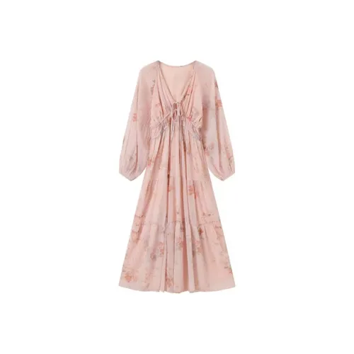 Incolore Длинное платье с длинными рукавами женское розовое платье