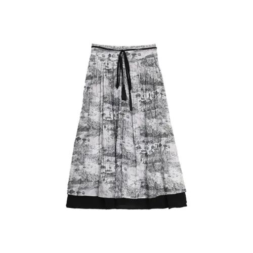 SETIROM Серый Женские Повседневные Длинные Юбки