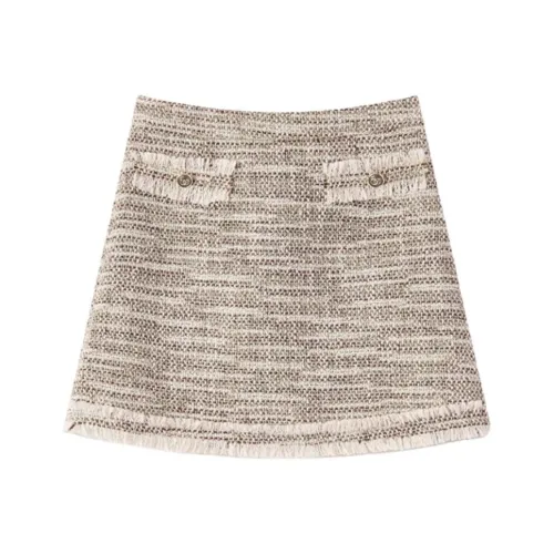 EICHITOO Повседневные короткие юбки женские темно-коричневый узор