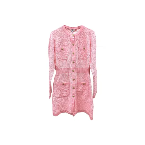 CHANEL Длинное платье с длинными рукавами женское розовое