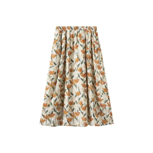 Inman Желтый, зеленый Женские Повседневные длинные юбки