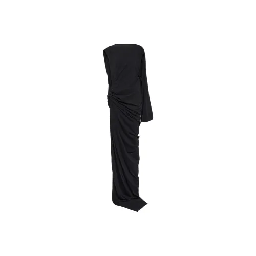 RICK OWENS Черное Женское Длинное Платье с Рукавами
