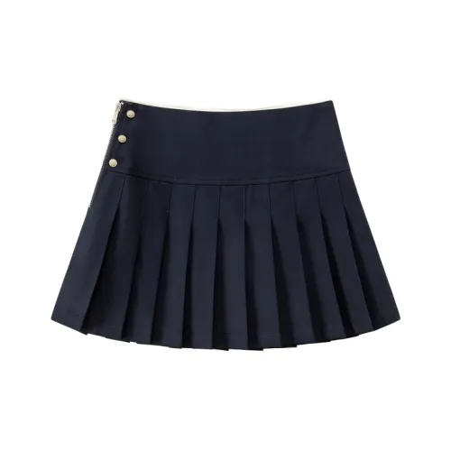 CHUU Повседневные короткие юбки женские темно-синие