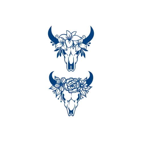 LIEJI Корова Голова Цветочный Узор Травяной Наклейка для Татуировки