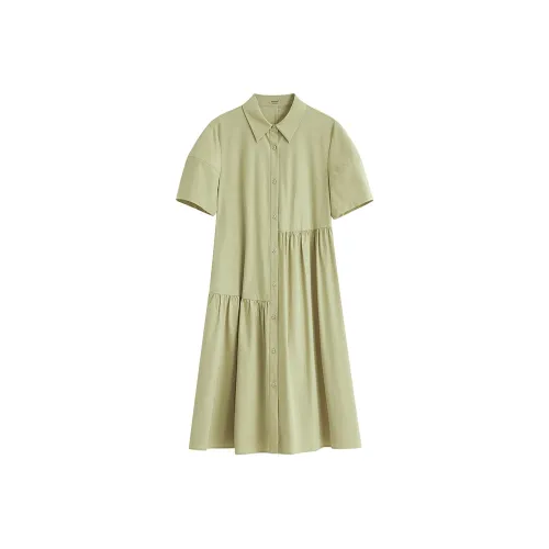 Inman Длинное платье с длинными рукавами женское хаки зеленый