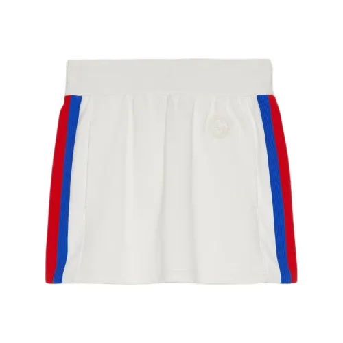 GUCCI Хлопок Джерси Мини Юбка Повседневная Короткая Юбка Женская Экрю