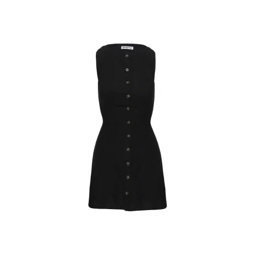 PRINCESS POLLY DOLLIE Платье из льна Мини Без рукавов Платье Женское Черное