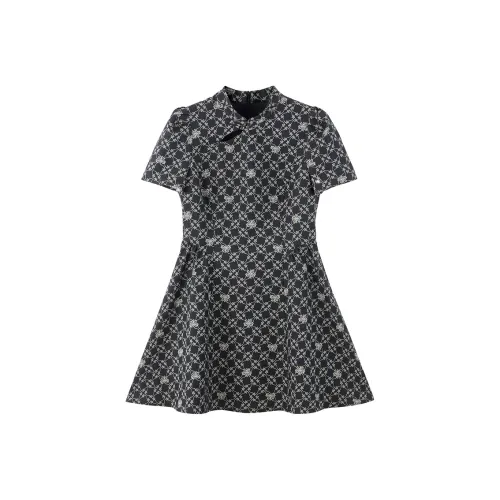 PEACEBIRD Короткий рукав Платье Женское Черное