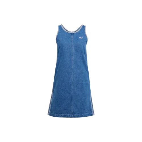 Adidas Originals ADICOLOR3 Полосы Без рукавов Платье Женское Синее
