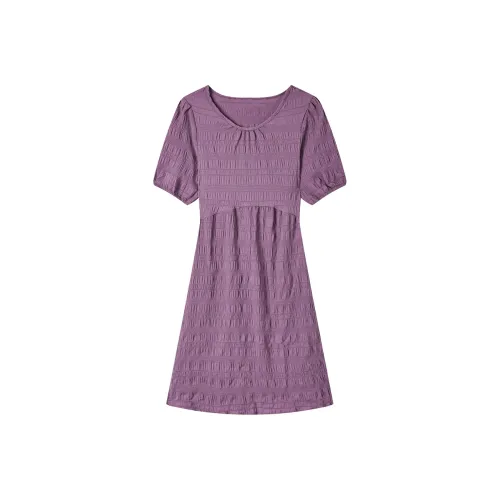 EIDOLON GRAIN Короткий рукав Платье Женское Фиолетовое