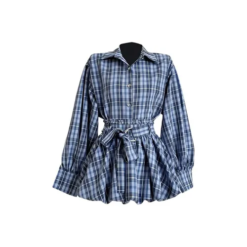 COHX Длинное платье с длинным рукавом женское синее