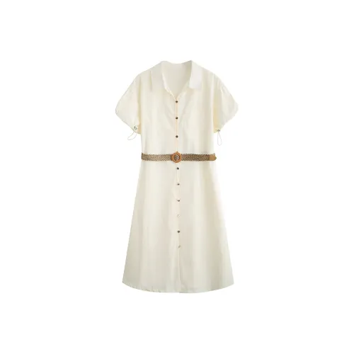 ZCDECO Короткое платье с короткими рукавами женское абрикосового цвета