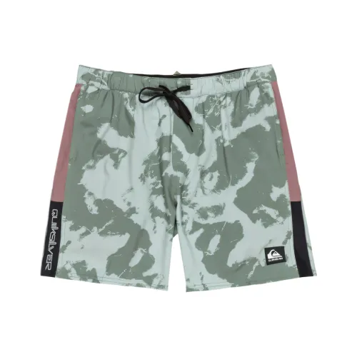 Quiksilver Бело-зеленые Мужские спортивные шорты