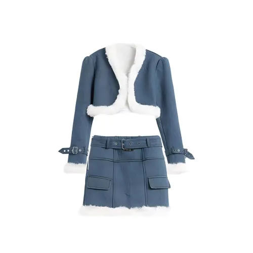 YITOUAGUA Джинсовый синий женский комплект с юбкой