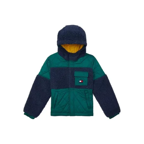 Tommy Hilfiger Детская одежда FW23 Мех Accent Quilted Куртка Куртки Пальто Мужской Зеленый