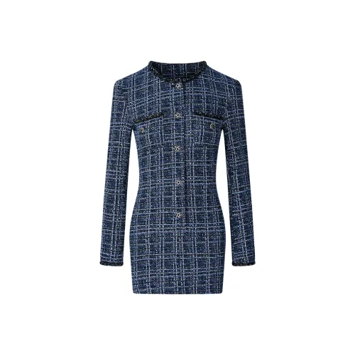 FIND YA WINGS Длинное платье с длинными рукавами женское темно-синий