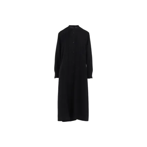 Yohji Yamamoto Черные Женские Длинные Платья с Длинными Рукавами