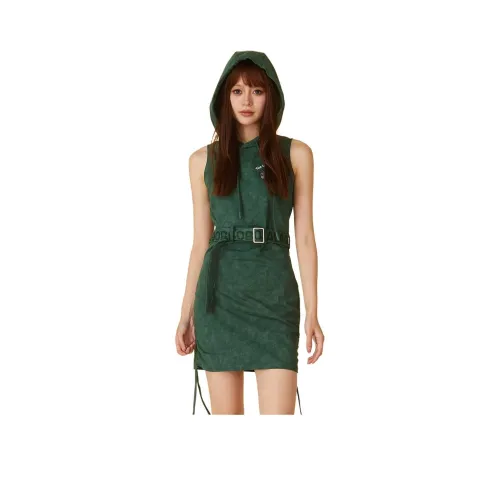 LALABOBO x Дораэмон SS24 Без рукавов Платье Женское Зеленое