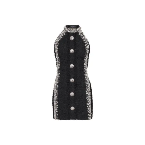 BALMAIN Черное женское платье без рукавов