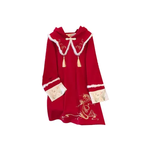 Silky Queen Длинное платье с длинными рукавами женское красное