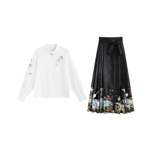 SNZX Комплект с юбкой Женская Белая+Черная