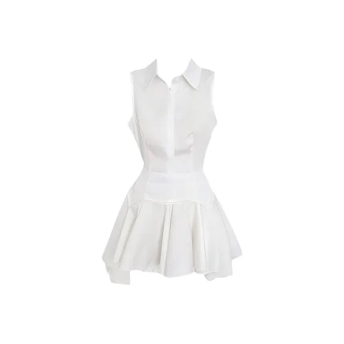 TIBINB Без рукавов Платье Женское Белое