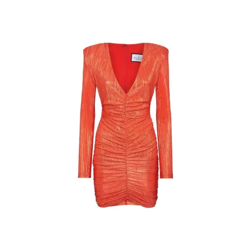 PHILIPP PLEIN Утепленное платье с плечом Plisse мини длинное с рукавами женское красное