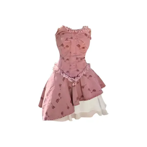 Розовые женские платья без рукавов