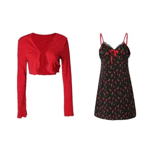 HUINIAN Комплект с юбкой Женские Красный+Черный