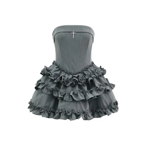 TIBINB Без рукавов Платье Женское Серое