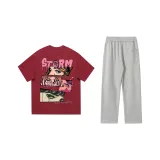 Комплект одежды (Красный топ + Серые штаны)