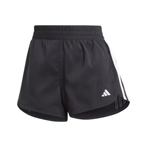 Adidas Pacer Training 3 Stripes Woven Fabric Mid Step Stitch Shorts Athletic Shorts Women's Black