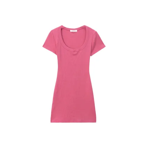 ASW ONLINE Короткий рукав Платье Женское Розовый Красный