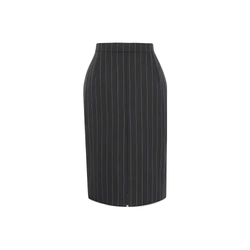 SAINT LAURENT FW23 Повседневный Длинный Юбка Женские Дымчатый Серый