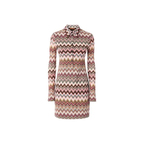 MISSONI SS25 Длинное Платье с Длинными Рукавами Женское Розовое