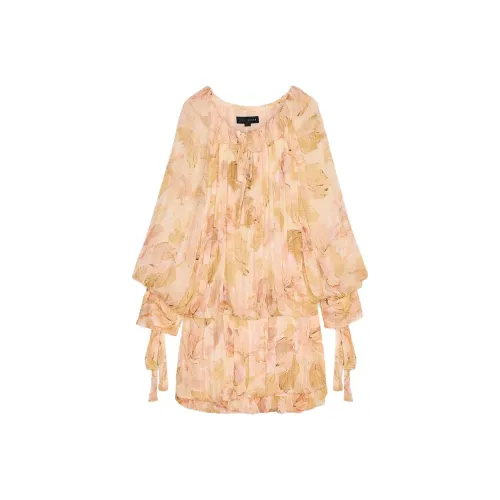 ZARA ZW Series Абрикос Женские Длинные Платья с Рукавами