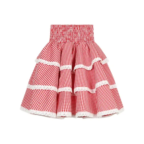AooRaa Повседневные короткие юбки Женские Красная клетка