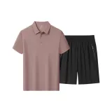 Комплект одежды (Лотосовый корень, пудра, топ + черные шорты)