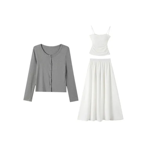 PAZZO Белая длинная юбка комплект из трех предметов модный комплект женский