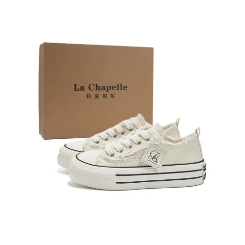 La Chapelle Low-Top Canvas Shoes Beige Black Women's