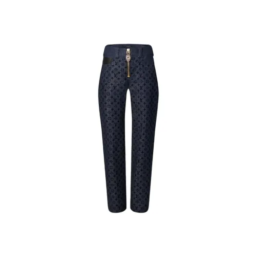 LOUIS VUITTON Flocked MONOGRAM DENIM Джинсы Женские Черный