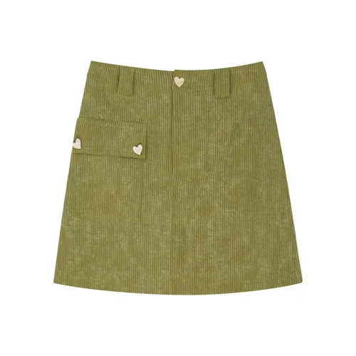 VEGA CHANG Горчичный зеленый Женские Повседневные короткие юбки