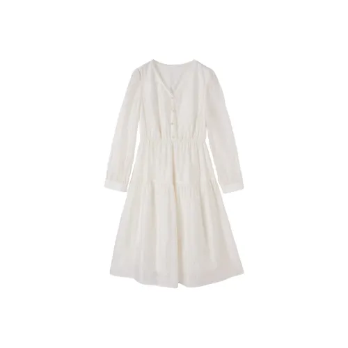 XIANGYING Длинное платье с длинными рукавами женское бежевый