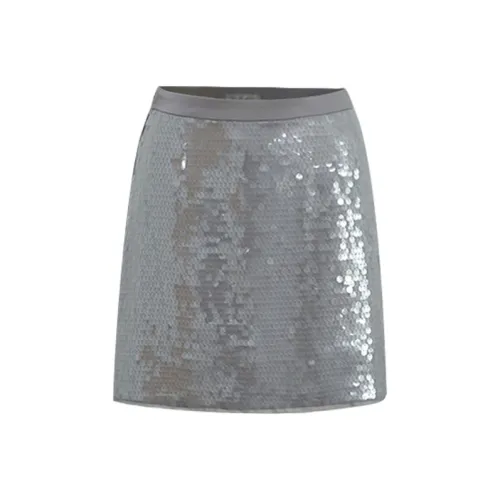Little Pull Повседневные короткие юбки Женские Серебристый Серый