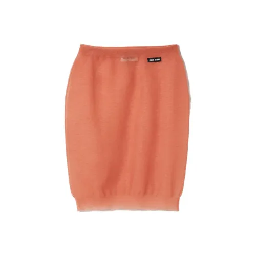 MIU MIU Повседневный Длинный Юбка Женские Персик