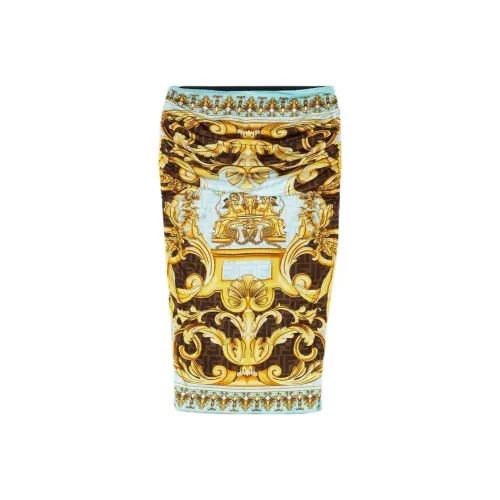 VERSACE Золотая Женская Повседневная Длинная Юбка