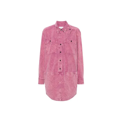 ISABEL MARANT ETOILE SS24 Длинное платье с длинными рукавами женское розовое